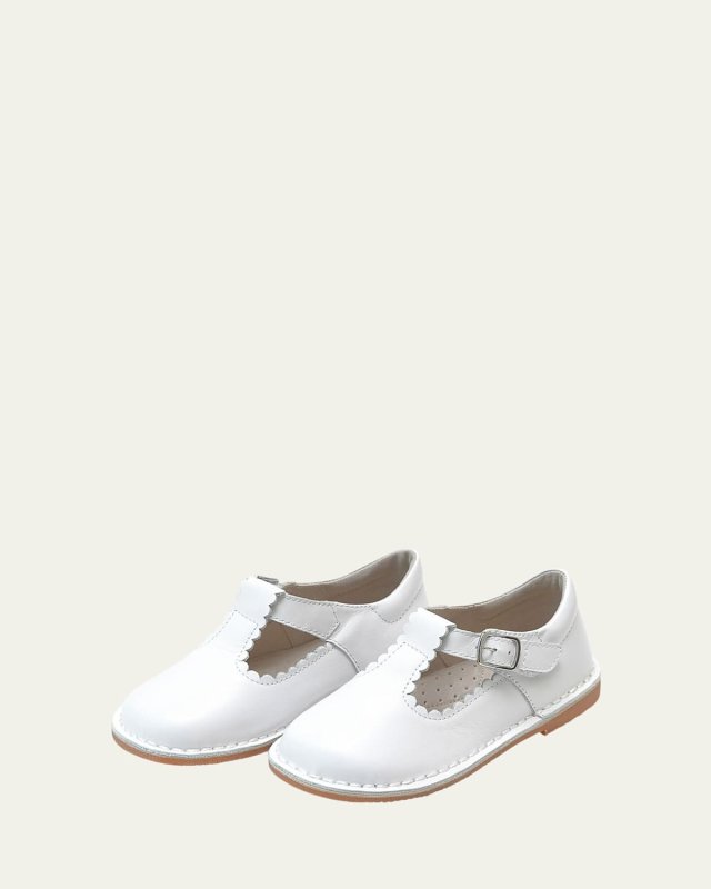 Girl's Selina Scalloped T-Strap Leather Mary Janes, Baby/Toddler/Kids